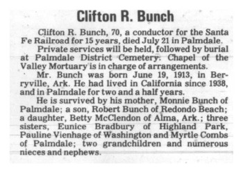 Bunch,   Clifton Russell obituary