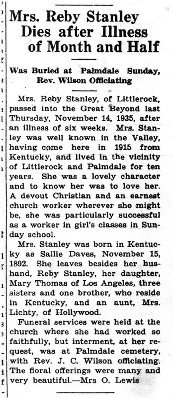 Stanley,   Sallie Hardin obituary