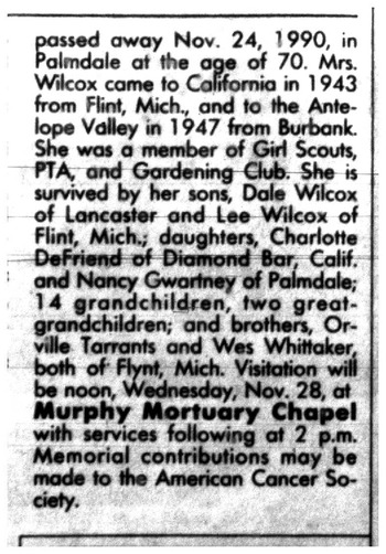 Wilcox,   Cenith Maxine obituary