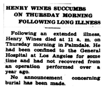 Wines, Henry B. obituary
