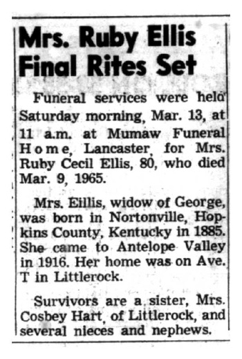 Ellis,   Ruby Cecil obituary