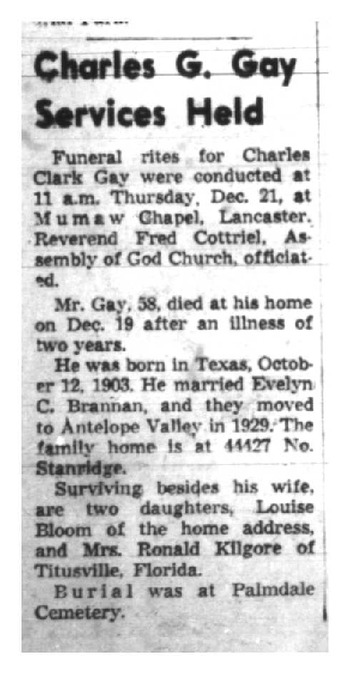 Gay,   Charles Clark obituary