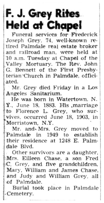 Gray, Frederick Joseph obituary