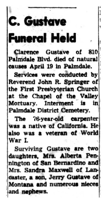 Gustave,   Clarence Jim obituary